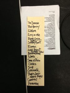 Jeff Black's set list
